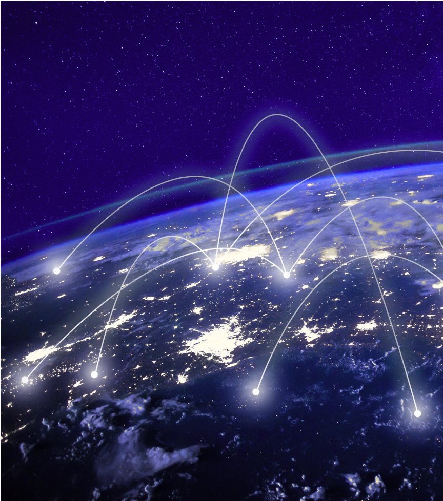 Global network connections across the earth